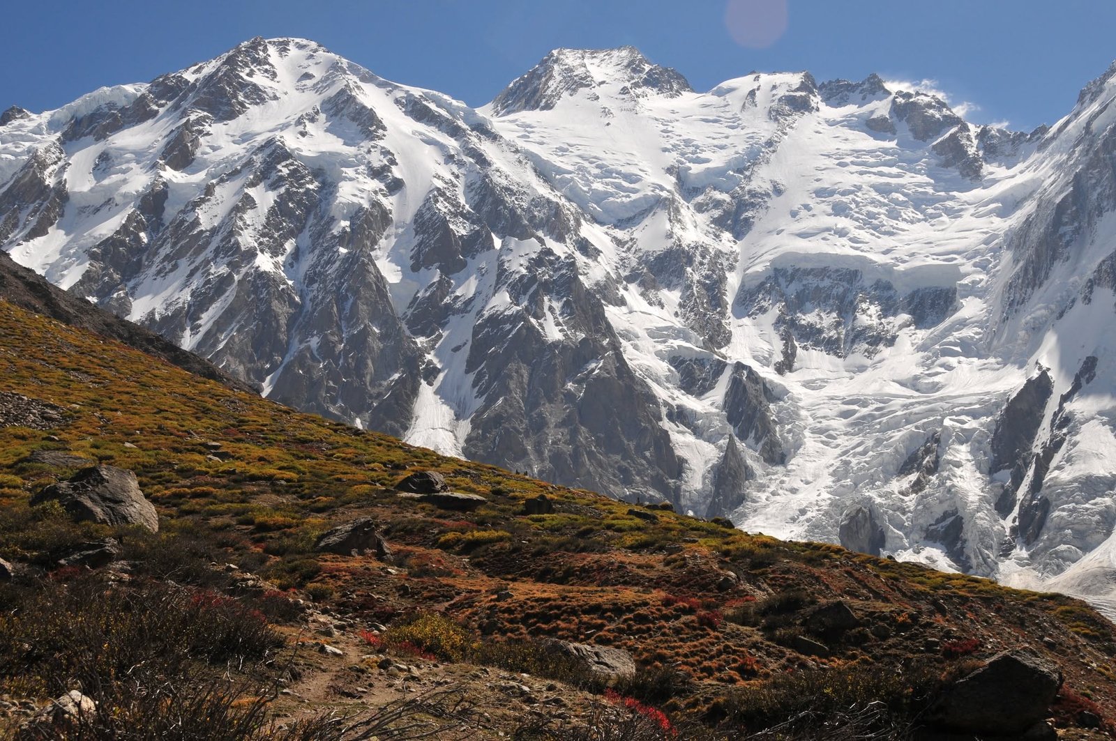 Climbers on the Kinshofer Route on the Diamir Face of Nanga Parbat, Pakistan