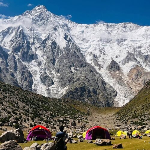 Climbers on the Schell Route on the Rupal Face of Nanga Parbat, the world's tallest mountain wall