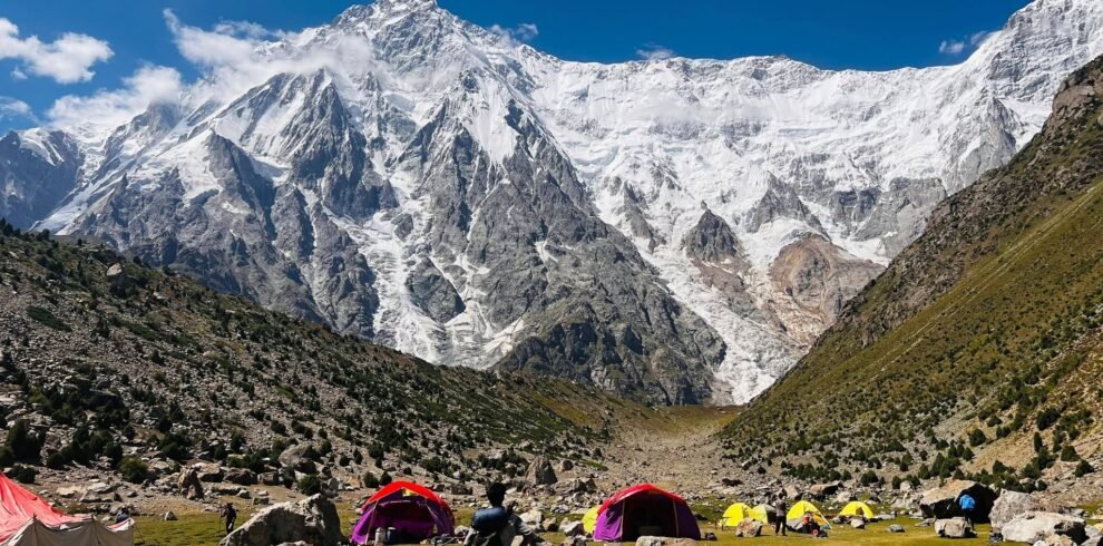 Climbers on the Schell Route on the Rupal Face of Nanga Parbat, the world's tallest mountain wall