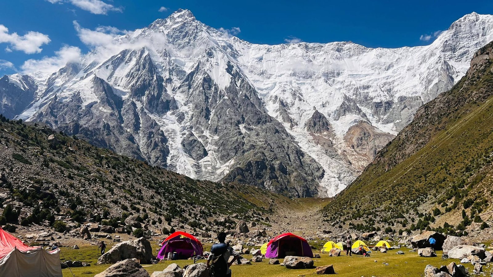 Climbers on the Schell Route on the Rupal Face of Nanga Parbat, the world's tallest mountain wall