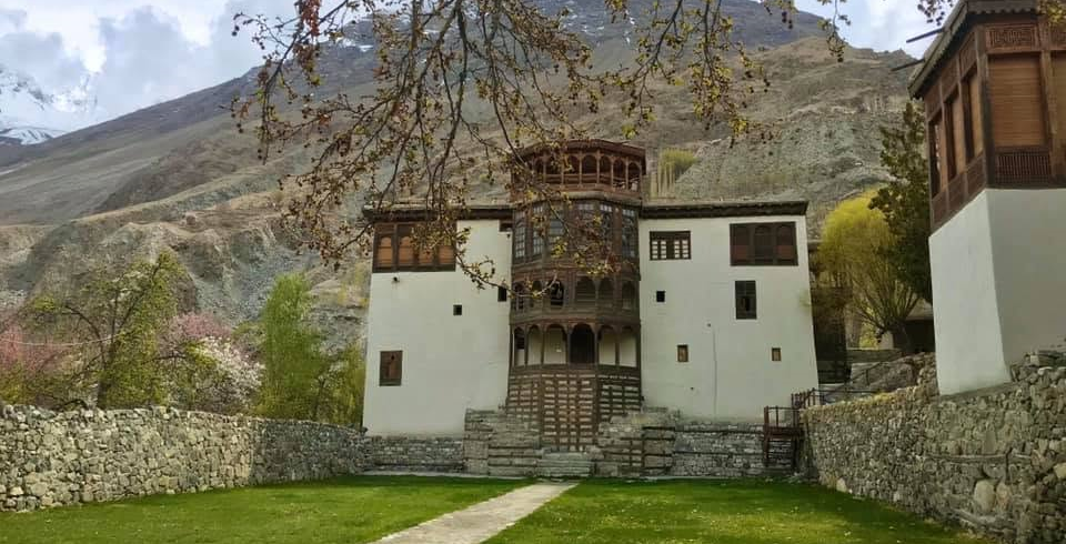 Historic Khaplu Palace (Yabgo Khar) with traditional Balti wooden architecture, Gilgit-Baltistan