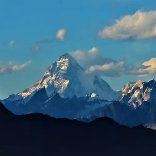 Trekkers viewing K2 from Humbroq viewpoint in Hushe Valley, Gilgit-Baltistan