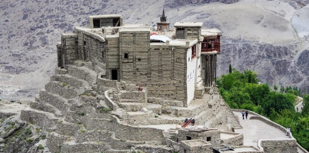 Baltit Fort overlooking Karimabad with Rakaposhi peak in the background, Hunza Valley