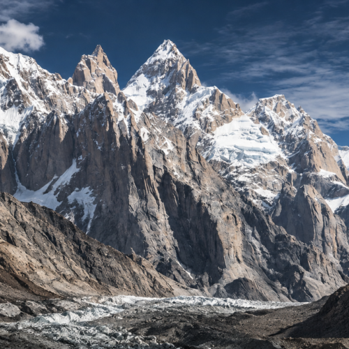Climbers on the southwest ridge of K7 above the Charakusa Valley, Karakoram