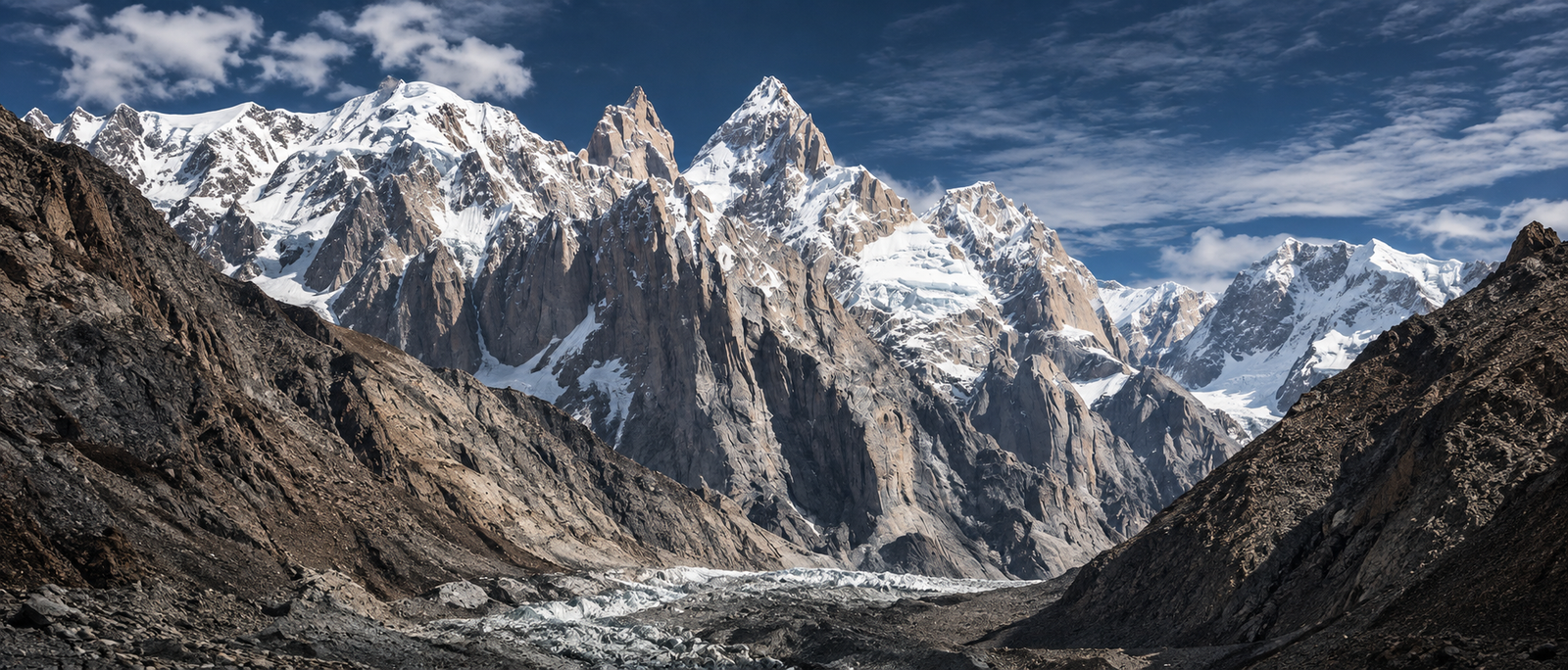 Climbers on the southwest ridge of K7 above the Charakusa Valley, Karakoram